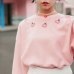 2018 Spring New Women Hoodies Long Sleeve Cotton Boyfriend Style Hoodie Harajuku Peach Embroidered Sweatershirt #A022