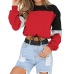 2019 Autumn Hot Women Hoodies Long Sleeve Loose Crop Top Sweatshirt Casual Patchwork O Neck Elastic Waist Pullovers Streetwear