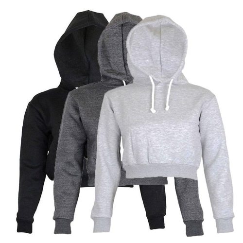 2019 Autumn Women Hoodies Solid Crop Hoodie Long Sleeve Jumper Hooded Pullover Coat Casual Sweatshirt Top Sudaderas Mujer