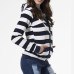 2019 Autumn Women Striped Hoodies Sweatshirt Long Sleeve Hooded Zipper Pockets Jackets Casual Plus Size Tracksuit Womens Clothes