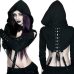 2019 Fashion Women Gothic Punk Hoodies Bandage Sexy Vampire Halloween Sweatshirt Crop Top