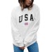 2019 Fashion Women Long Sleeve Hoodies Loose Sweatshirt USA Letter Printed Pullovers Top Casual White Hoodie Friends Streetwear