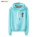 2019 New Women Casual Trend Cloth Autumn Fall Long Sleeve Grey Black White Hoodies Sweatshirts Small cactus Print Pullovers 3XL