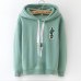 2019 New Women Casual Trend Cloth Autumn Fall Long Sleeve Grey Black White Hoodies Sweatshirts Small cactus Print Pullovers 3XL