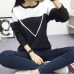 2019 Winter New Fashion Black and White Spell Color Patchwork Hoodies Women V Pattern Pullover Sweatshirt Female Tracksuit M-XXL