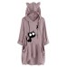 2019 Women Casual Hoodies Print Cat Ear Hooded Long Roll Up Sleeve Pocket Irregular Top Blouse Feminine Oversize Sweatshirts