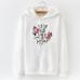 2019 Women's Hooded Sweatshirt New Casual Top Applique Lettering Rose Solid Slim Women's Fashion Top Black and White Grey Pink