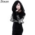 5XL Gothic Punk Print Hoodies Sweatshirts Women Long Sleeve Black Jacket Zipper Coat Autumn Winter Female Casual Hooded Tops