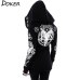 5XL Gothic Punk Print Hoodies Sweatshirts Women Long Sleeve Black Jacket Zipper Coat Autumn Winter Female Casual Hooded Tops