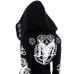 5XL Gothic Punk Print Hoodies Sweatshirts Women Long Sleeve Black Jacket Zipper Coat Autumn Winter Female Casual Hooded Tops