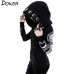 5XL Gothic Punk Women Print Long Sleeve Hoodies Sweatshirts Casual Zipper Jacket Hooded Tops Female Autumn Winter Black Hoodies.