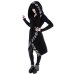 Anself Women Gothic Chic Hooded Sweatshirt Plus Size Cotton Loose Moon Plain Print Long Coat Punk Hoodie Irregular Hoodie Top