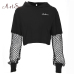 ArtSu 2019 Black Crop Top Sweatshirt Long Sleeve Women Hoodies Hooded Streetwear Harajuku Hoodie Kpop Hoody ASHO20240