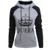 Autumn New Couple Hoody QUEEN KING Crown Printing Blue Men Women Hoodie Fashion Lovers Red Trendy Sweatshirt Casual Hooded