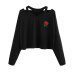 Autumn Sweatshirts For Women 2019 Rose Printed Off Shoulder Female Jumper Pullover Casual Long Sleeve Elegant Clothes Sweatshirt