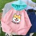 Autumn Winter Pullover Women Fleece Kawaii Cartoon Shiba Inu Sweatshirt Hoodies Fashion Casual Harajuku Dog Print Female Outwear