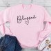 Blessed Women Sweatshirts Pink Tops Fall Clothing Christian Graphic Pullover Hoodie Long Sleeve Lady Streetwear Drop Shipping