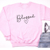 Blessed Women Sweatshirts Pink Tops Fall Clothing Christian Graphic Pullover Hoodie Long Sleeve Lady Streetwear Drop Shipping