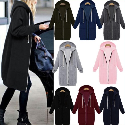 Drop shipping ROSEGAL Plus Size Oversized Hoodies Sweatshirt 2019 Autumn Women Street Long Jacket Coat Pockets Zip Up Outerwear