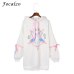 Focal20 Harajuku Pentagram Print Lace Up Women Fleeces Hoodies Gothic Punk Oversize Velvet Hooded Sweatshirt Pullover Streetwear