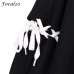 Focal20 Harajuku Pentagram Print Lace Up Women Fleeces Hoodies Gothic Punk Oversize Velvet Hooded Sweatshirt Pullover Streetwear