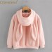 Free Shipping Hoodies Rabbit Ear sudadera kawaii Sweatshirt Women Winter Warm Pink Hoodies Sweatshirts With Front Pocket 80816