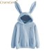 Free Shipping Hoodies Rabbit Ear sudadera kawaii Sweatshirt Women Winter Warm Pink Hoodies Sweatshirts With Front Pocket 80816