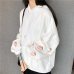 Harajuku Strawberry Embroidery Lavender White Sweatshirt Spring Autumn Women Kawaii Loose Long Sleeves Tops Oversized Hoodies