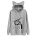 Harajuku Women Hoodies Sweatshirt Kawaii Pink Winter Cat Pattern Long Sleeve Moletom Hooded Sweatshirts Ear Hooed Mujer 2017