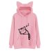 Harajuku Women Hoodies Sweatshirt Kawaii Pink Winter Cat Pattern Long Sleeve Moletom Hooded Sweatshirts Ear Hooed Mujer 2017