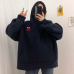 Hoodies Women Pockets Embroidered Cartoon Trendy Cute Female Loose BFplus Velvet Womens Long Sleeve All-match Lovely Streetwear