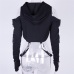 InstaHot Black Cold Shoulder Hooded Hoodies Women Gothic Sexy Autumn Long Sleeve Crop Tops Lady Cool Chain Fashion Clothes Loose