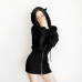 Kawaii Hoodie Harajuku Long Sweatshirt Women Black Punk Gothic Hoodies Hoody Ladies Zip-up 2019 Autumn Cute Ear Cat Hoodies