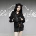 Kawaii Hoodie Harajuku Long Sweatshirt Women Black Punk Gothic Hoodies Hoody Ladies Zip-up 2019 Autumn Cute Ear Cat Hoodies