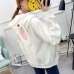 Kawaii Sweet Rabbit Ears Hooded Sweatshirt Women Harajuku Hoodies Loose Embroidery Cartoon Tracksuits Pullovers Moletom Plus XXL