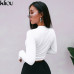 Kliou 2018 Autumn Women New Fashion Solid White Letter Print Full Sleeve Sweatshirts Women Street O-Neck Short Crop tops tees