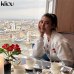 Kliou 2018 autumn women fashion white short 100% cotton sweatshirts full sleeve o-neck letter print female workout tops clothing