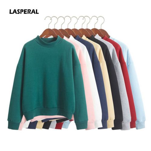 LASPERAL Winter Loose Fleece Thick Knit Sweatshirt Female Hooded Pullover Tops Women Hoodies Casual Female Clothes