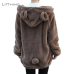 LITTHING 2019 Women Hoodies Zipper Girl Spring Loose Fluffy Bear Ear Hoodie Hooded Jacket Warm Outerwear Coat Cute Sweatshirts