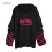 Lychee Harajuku Punk Hooded Sweatshirt Stripe Patchwork Hole Long Sleeve Hoodies Casual Loose  Streetwear Tracksuit