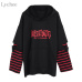 Lychee Harajuku Punk Hooded Sweatshirt Stripe Patchwork Hole Long Sleeve Hoodies Casual Loose  Streetwear Tracksuit