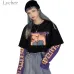 Lychee Vintage Fake 2 Pieces Character Letter Women Sweatshirt Hit Color O-Neck Long Sleeve Autumn Casual Loose Female Pullovers