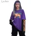 Lychee Vintage Fake 2 Pieces Character Letter Women Sweatshirt Hit Color O-Neck Long Sleeve Autumn Casual Loose Female Pullovers