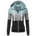 MONERFFI Sweatshirts Women Hoodies Long Sleeve Hoody Ladies Zipper Pocket Patchwork Hooded Sweatshirt Woman Baseball Jacket