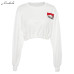 Macheda Sweatshirts Women Fashion Cropped O-Neck Long Sleeve Sweatshirt Pullover 2018 New Ladies White Casual Loose Crop Top