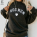 Manoswe Crew Neck Dog Mom and Cat Mom Kawaii Letter Prints Long Sleeve Hoodies Women Sweatshirt Tops Fashion Pullover Outfits