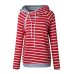 New Autumn Winter Casual Women Patchwork Striped Pullover Warm Long Sleeve Hoody Tops With Pockets Double Hood Hooded Sweatshirt