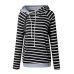 New Autumn Winter Casual Women Patchwork Striped Pullover Warm Long Sleeve Hoody Tops With Pockets Double Hood Hooded Sweatshirt