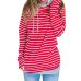 New Autumn Winter Casual Women Patchwork Striped Pullover Warm Long Sleeve Hoody Tops With Pockets Double Hood Hooded Sweatshirt