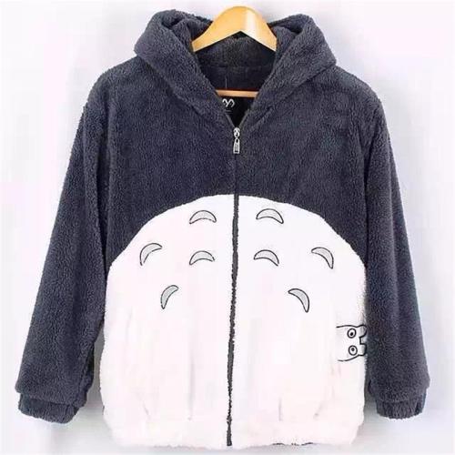 New Harajuku Totoro Kawaii Hoodie Sweatshirt My Neighbor Coat Cosplay Fleece Overcoat With Ears Harajuku Cute Jackets Christmas